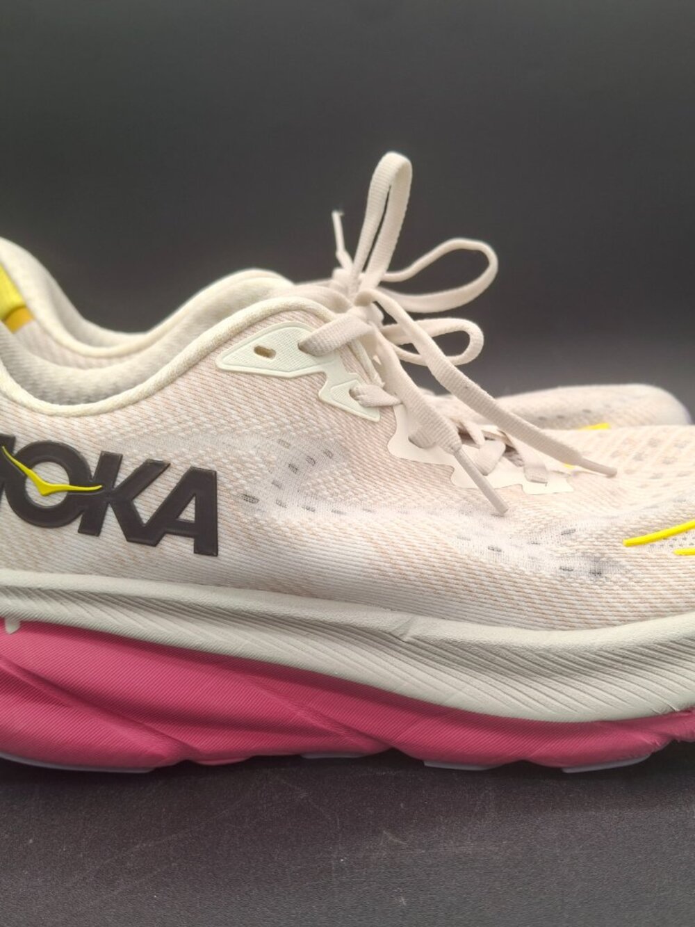 ​Hoka Bondi 8 White Pink Yellow Running Shoes Women’s 7D Wide - Picture 4 of 7